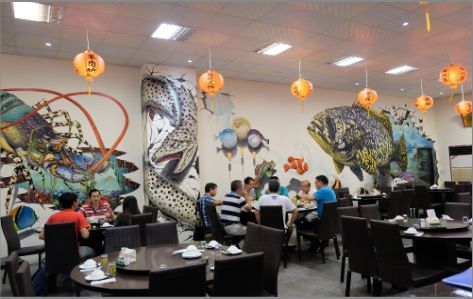 梓潼海鲜餐厅墙体彩绘